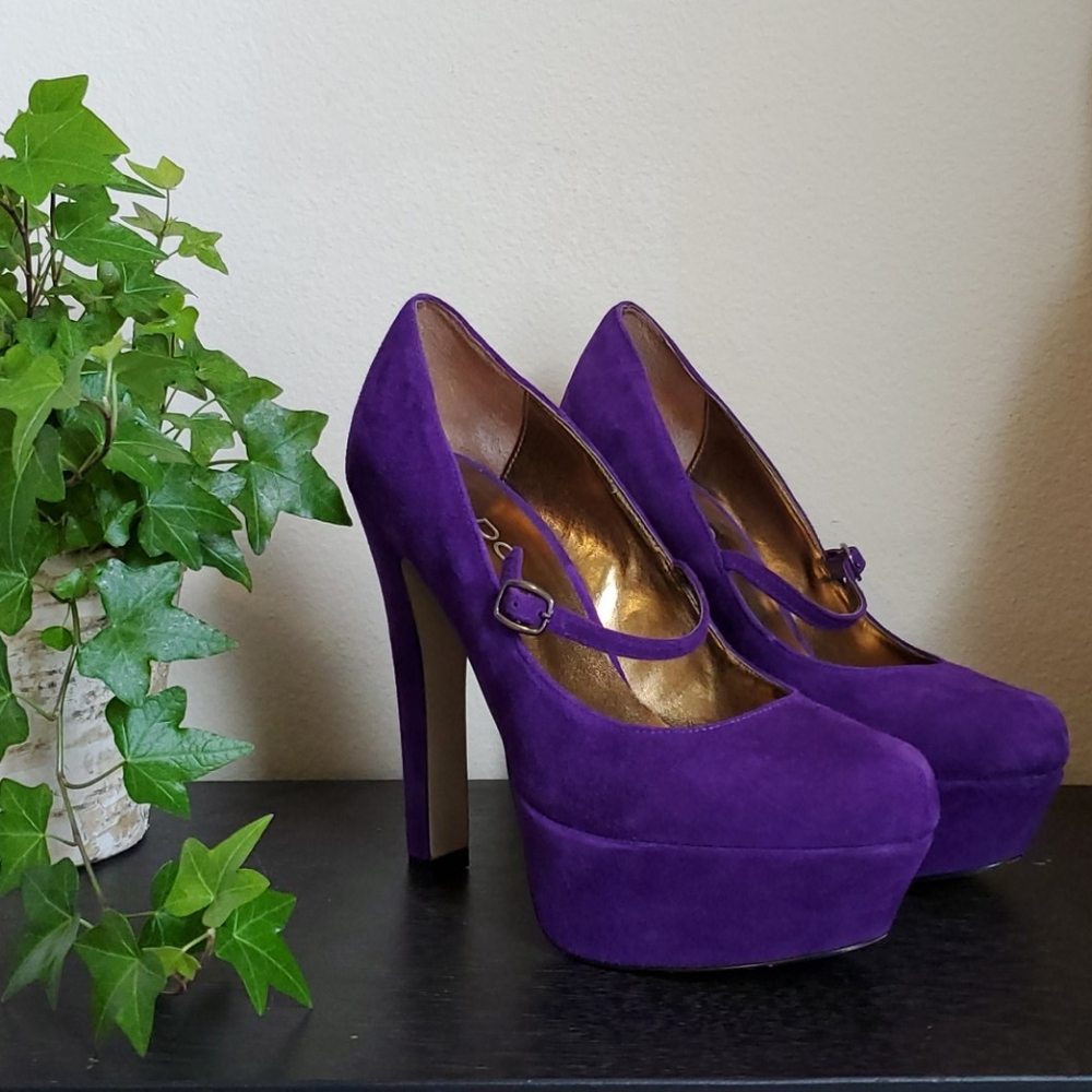 Aldo purple suede platform pumps